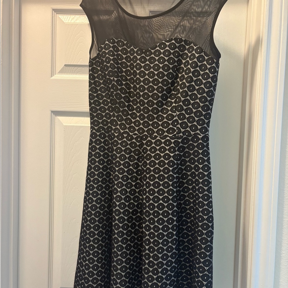 Black and White Fit and Flare Midi Dress